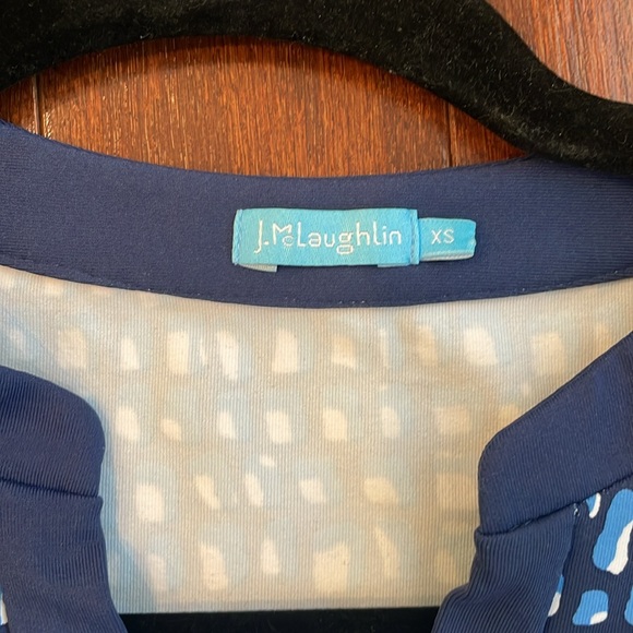 J. McLaughlin navy blue, blue, and white tunic top. 3/4 sleeves. Size XS. - Picture 3 of 6